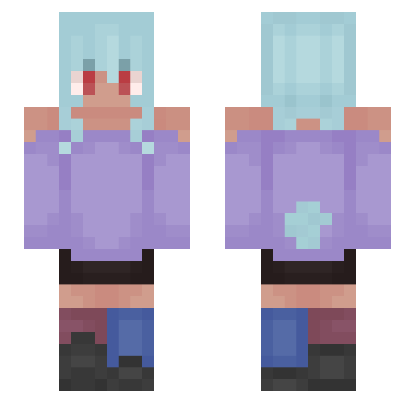SleepybunVT Minecraft skin, front and back view