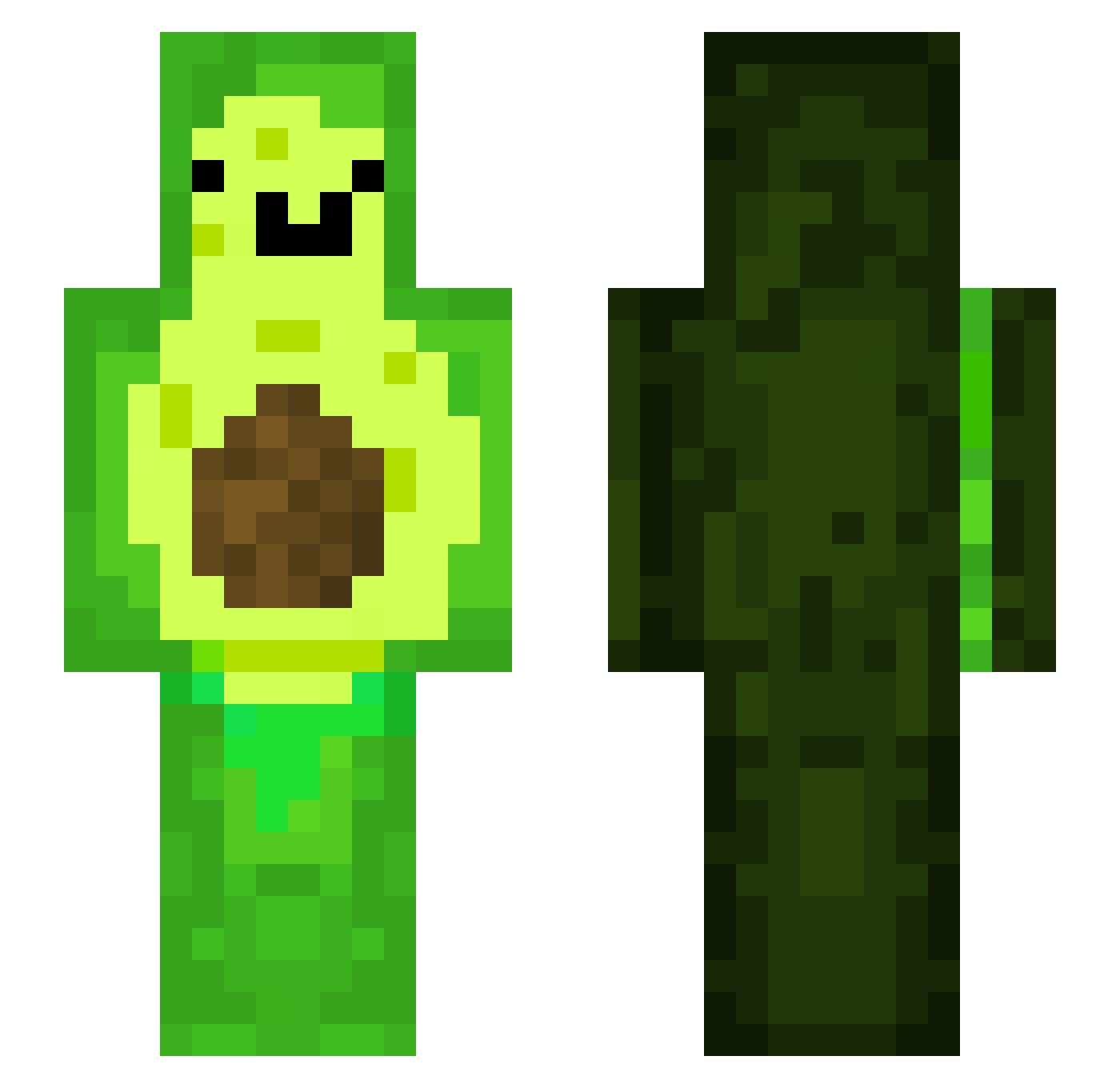 Pinda Minecraft skin, front and back view