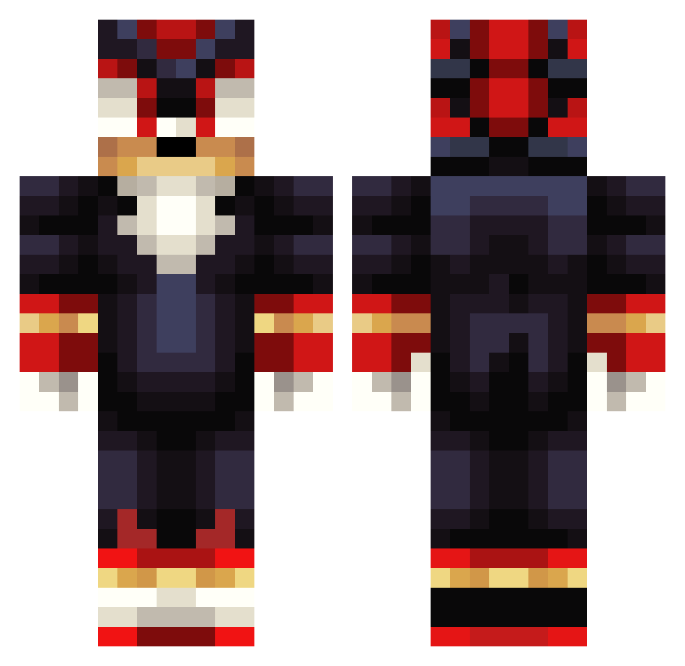 Pain_Splitz Minecraft skin, front and back view