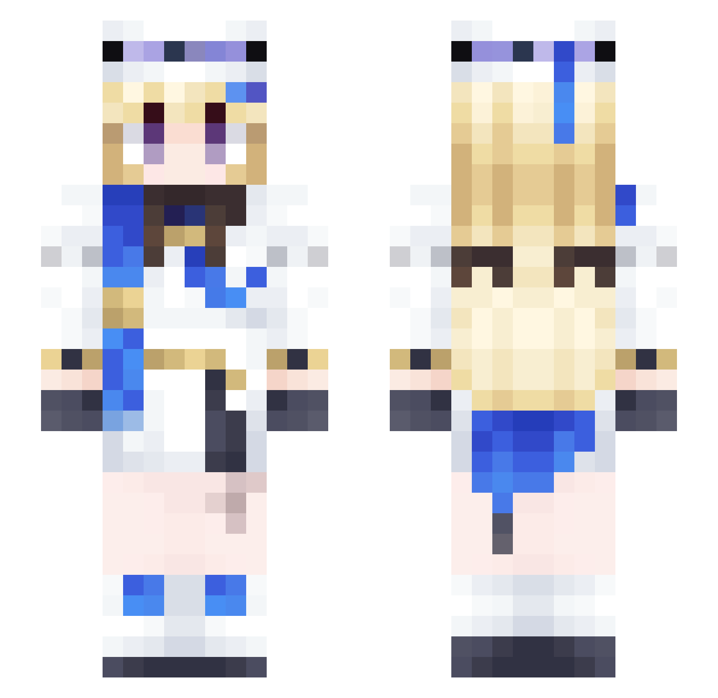 Aarbe Minecraft skin, front and back view