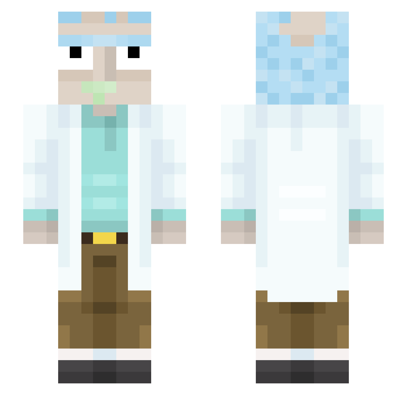 NotKisent Minecraft skin, front and back view