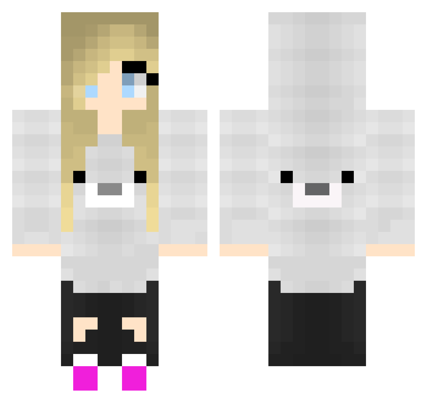 Squater Minecraft skin, front and back view
