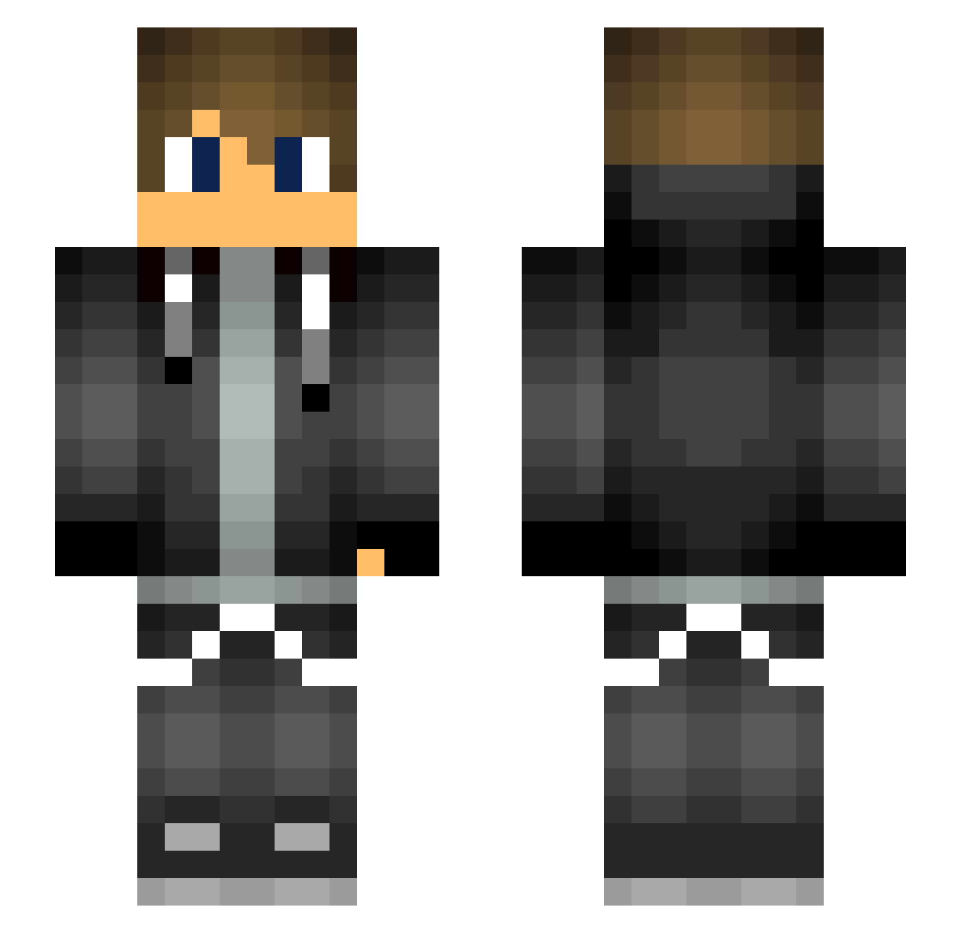 PlayUntethered Minecraft skin, front and back view