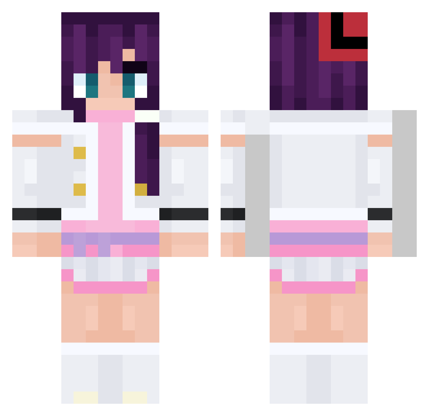 TrashNozomi Minecraft skin, front and back view