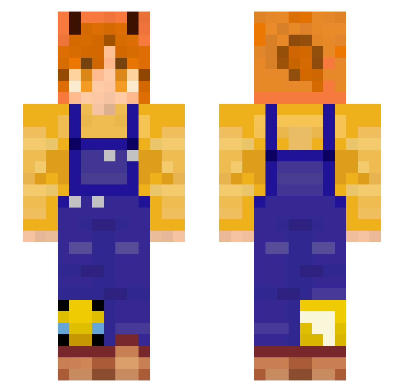 bcuter Minecraft skin, front and back view