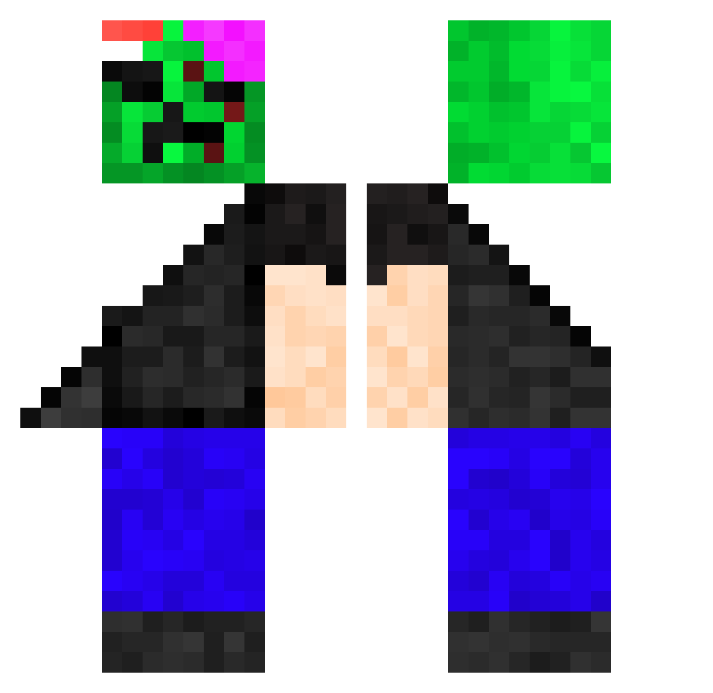 Pavedav Minecraft skin, front and back view
