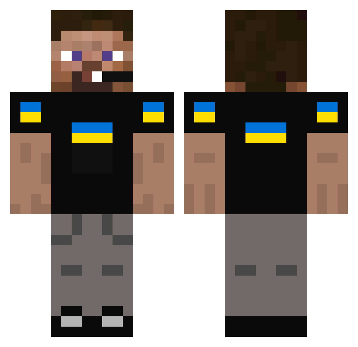 Narrys_off Minecraft skin, front and back view