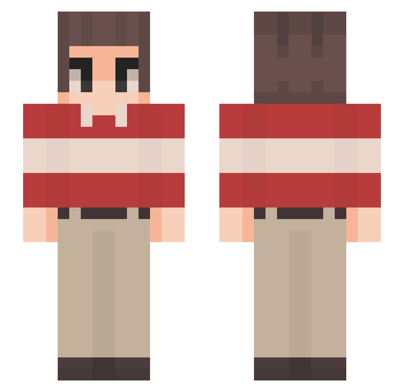 EggTerminator Minecraft skin, front and back view