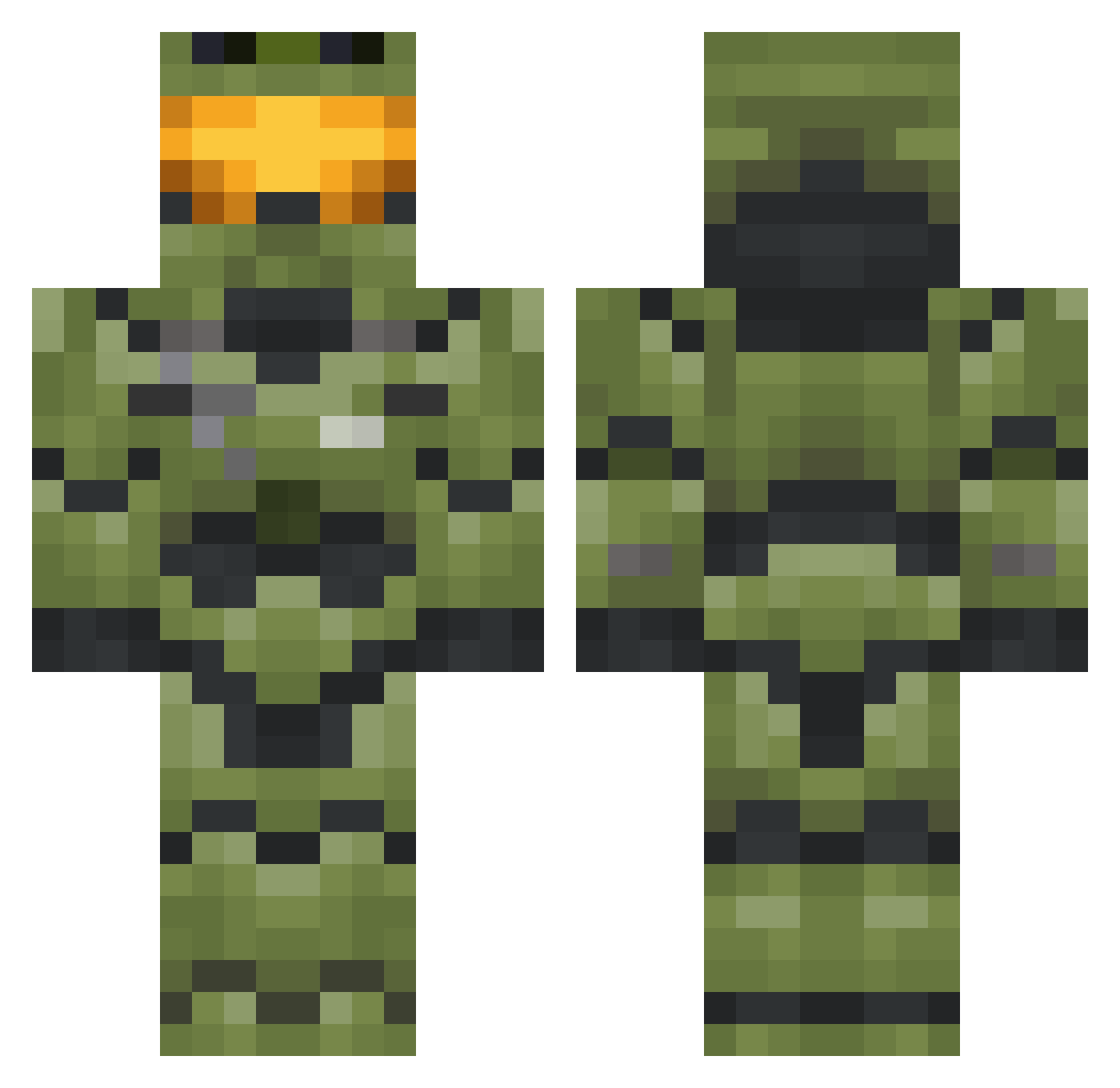 Blazacon Minecraft skin, front and back view