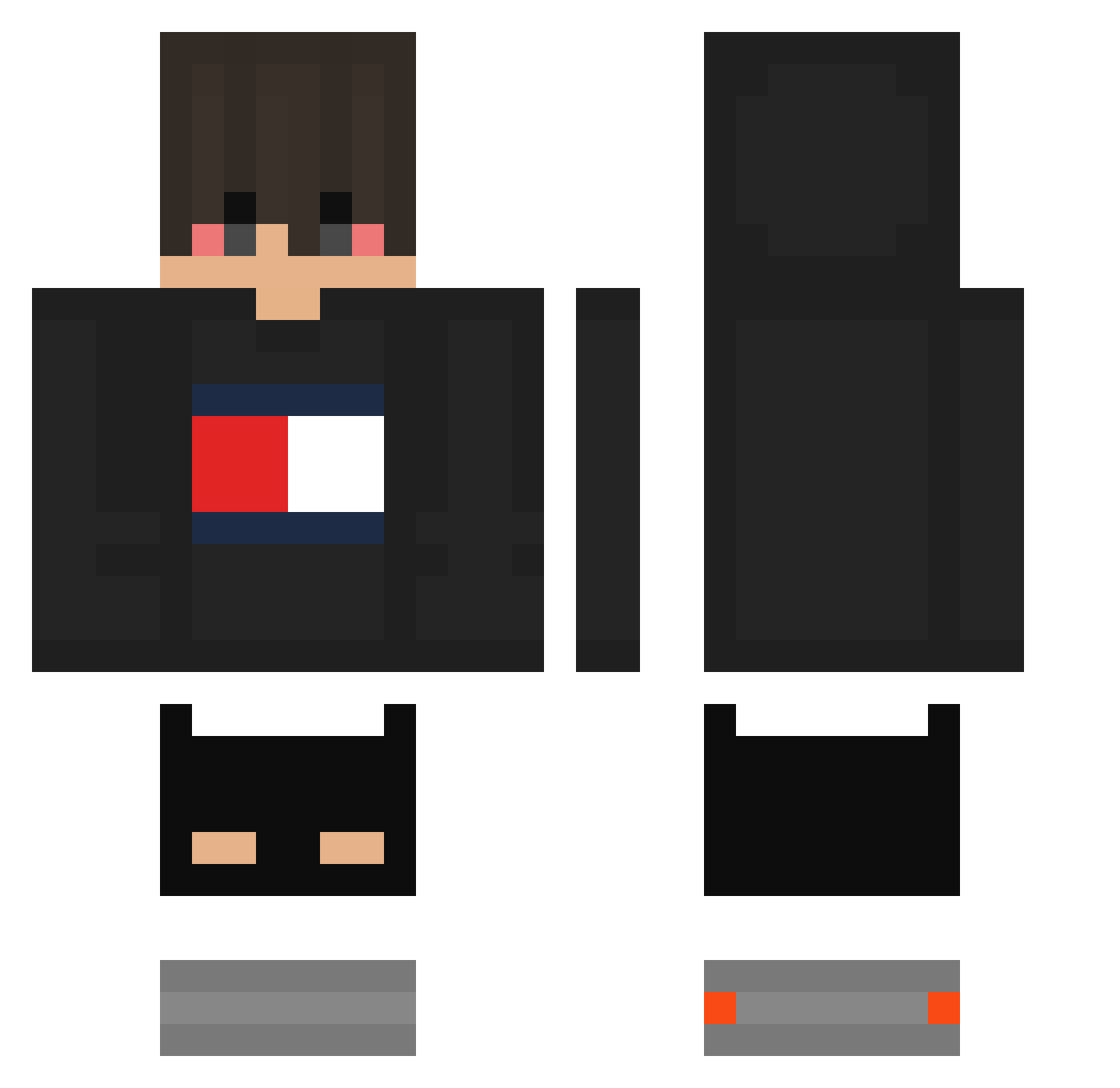 yAnthrazit Minecraft skin, front and back view