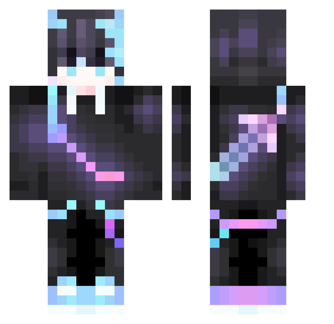 Jittox Minecraft skin, front and back view