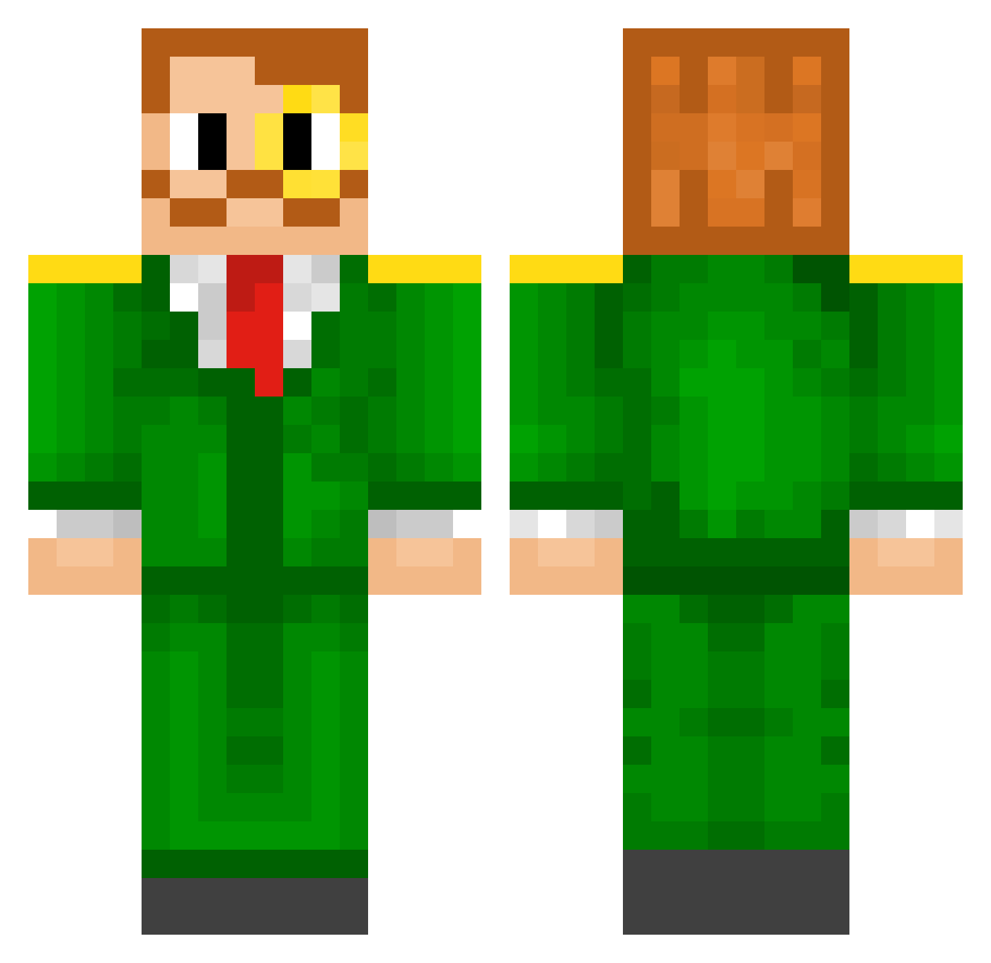 Phazmak Minecraft skin, front and back view