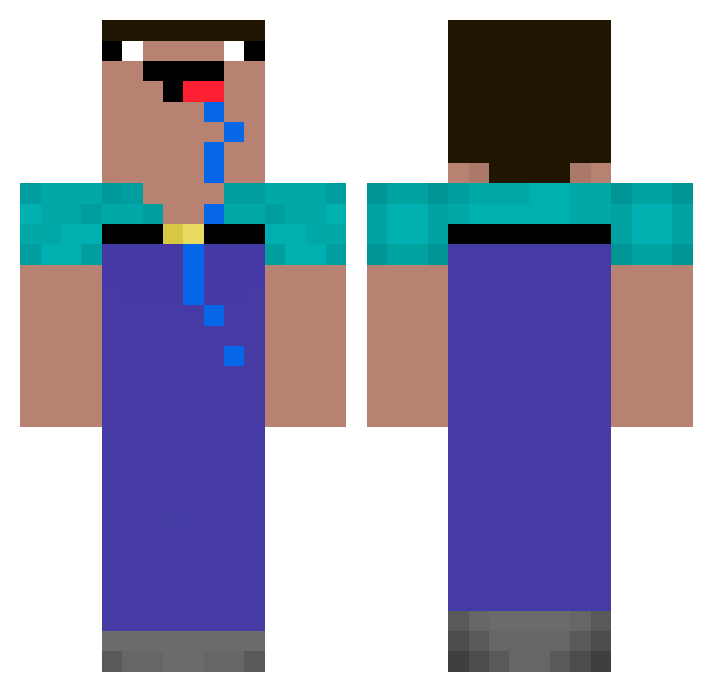 PoooyJ Minecraft skin, front and back view