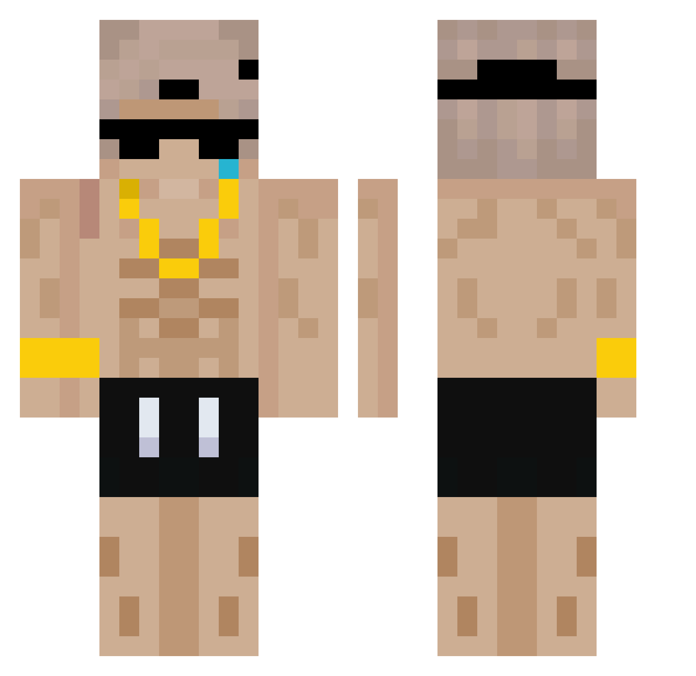dunout Minecraft skin, front and back view