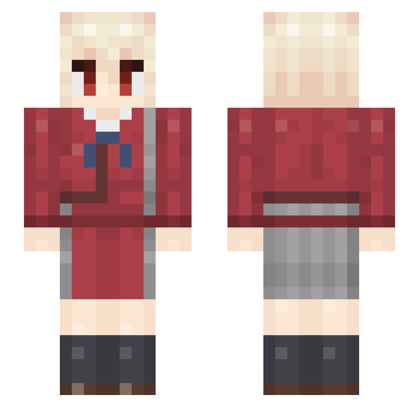 NuttinNutella Minecraft skin, front and back view