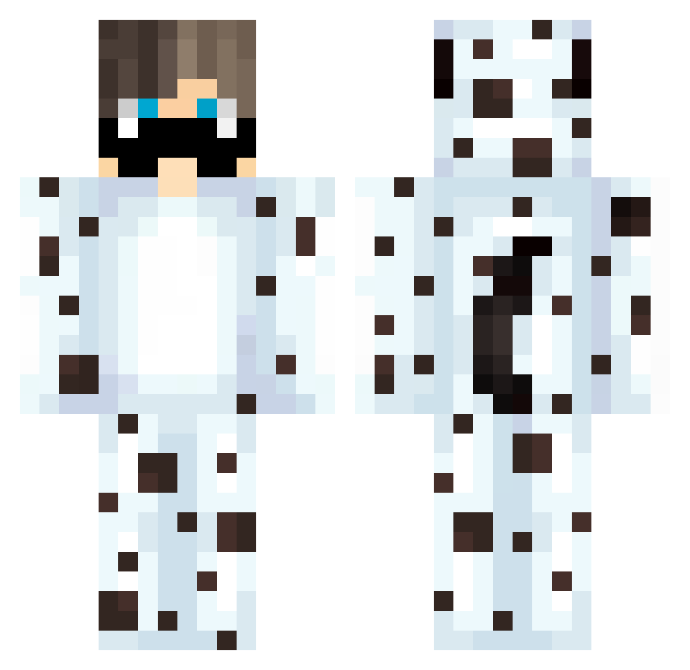 Moires Minecraft skin, front and back view