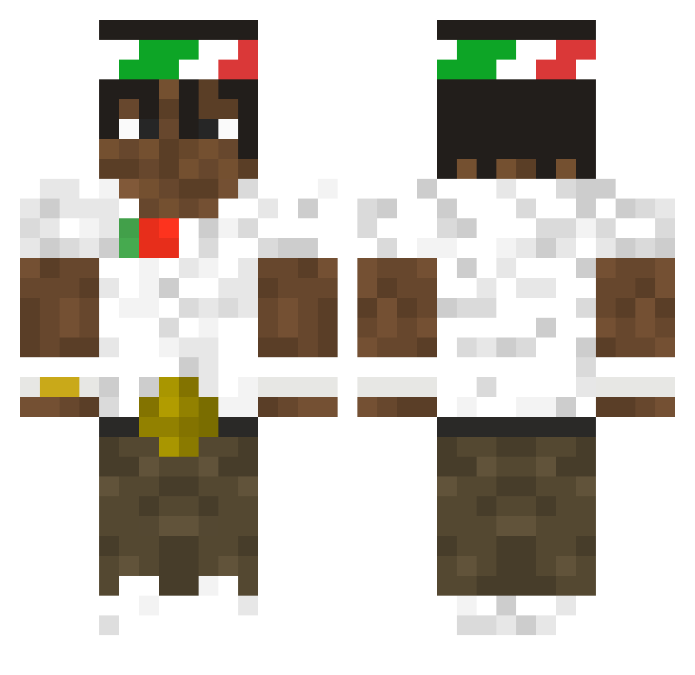 gzn Minecraft skin, front and back view