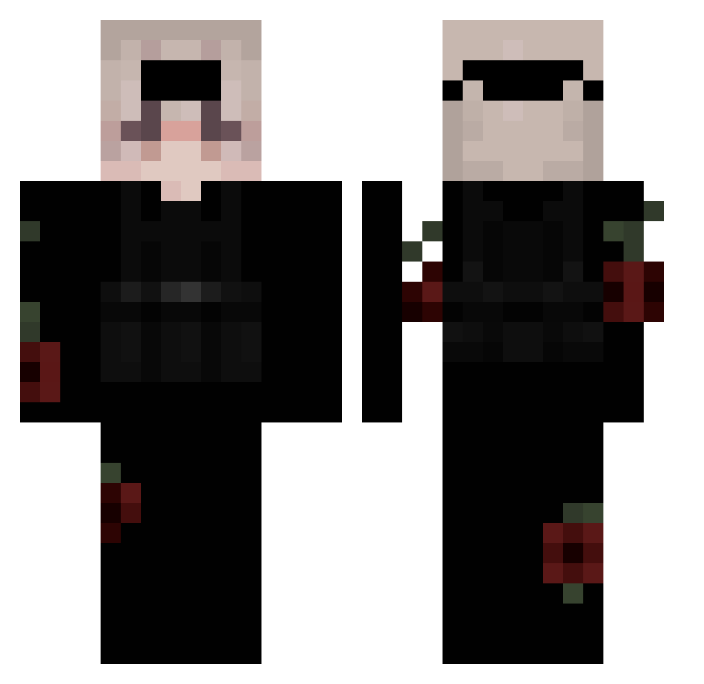 Y1ns Minecraft skin, front and back view