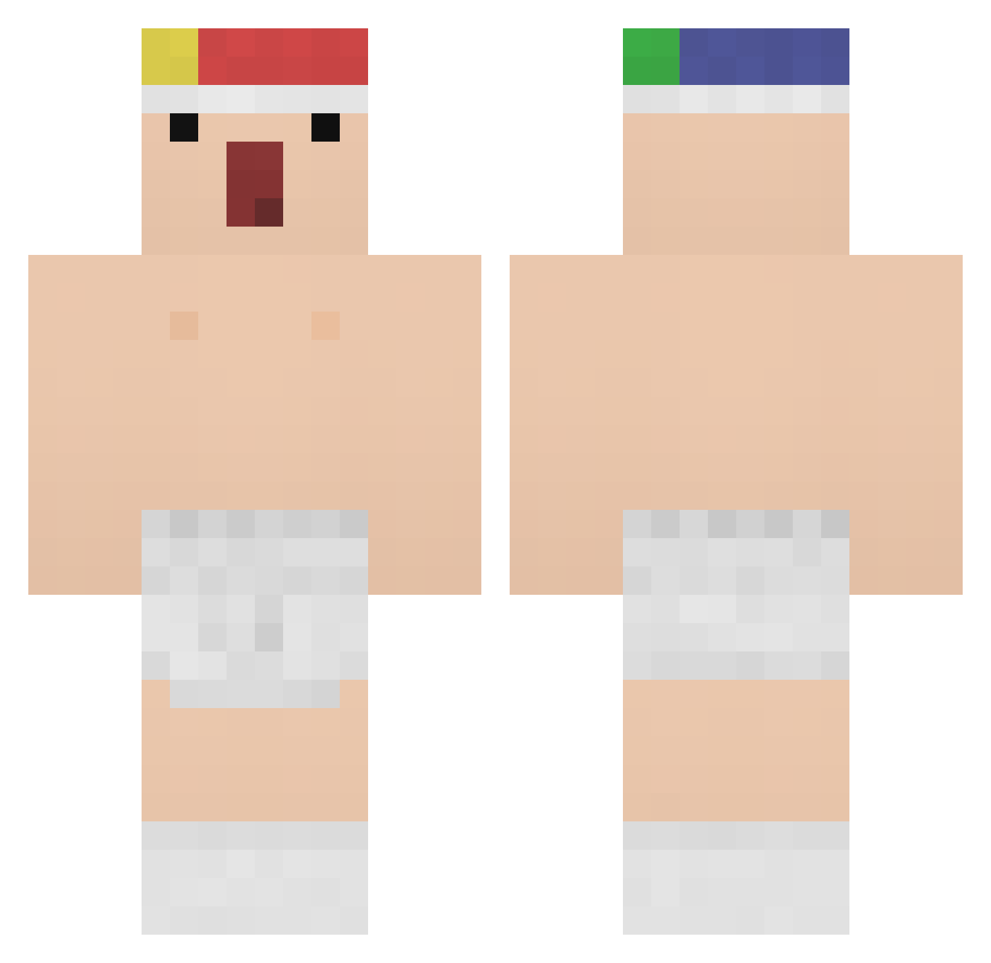 V0UT Minecraft skin, front and back view