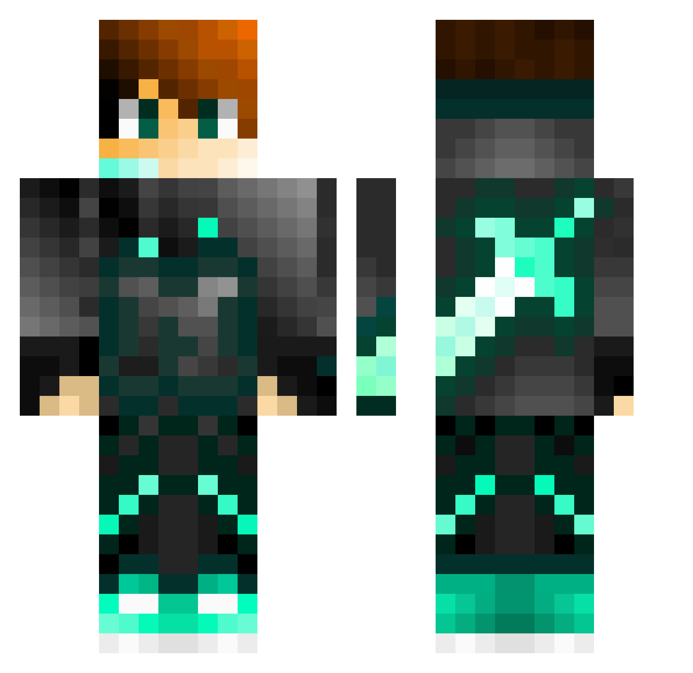 beraking Minecraft skin, front and back view