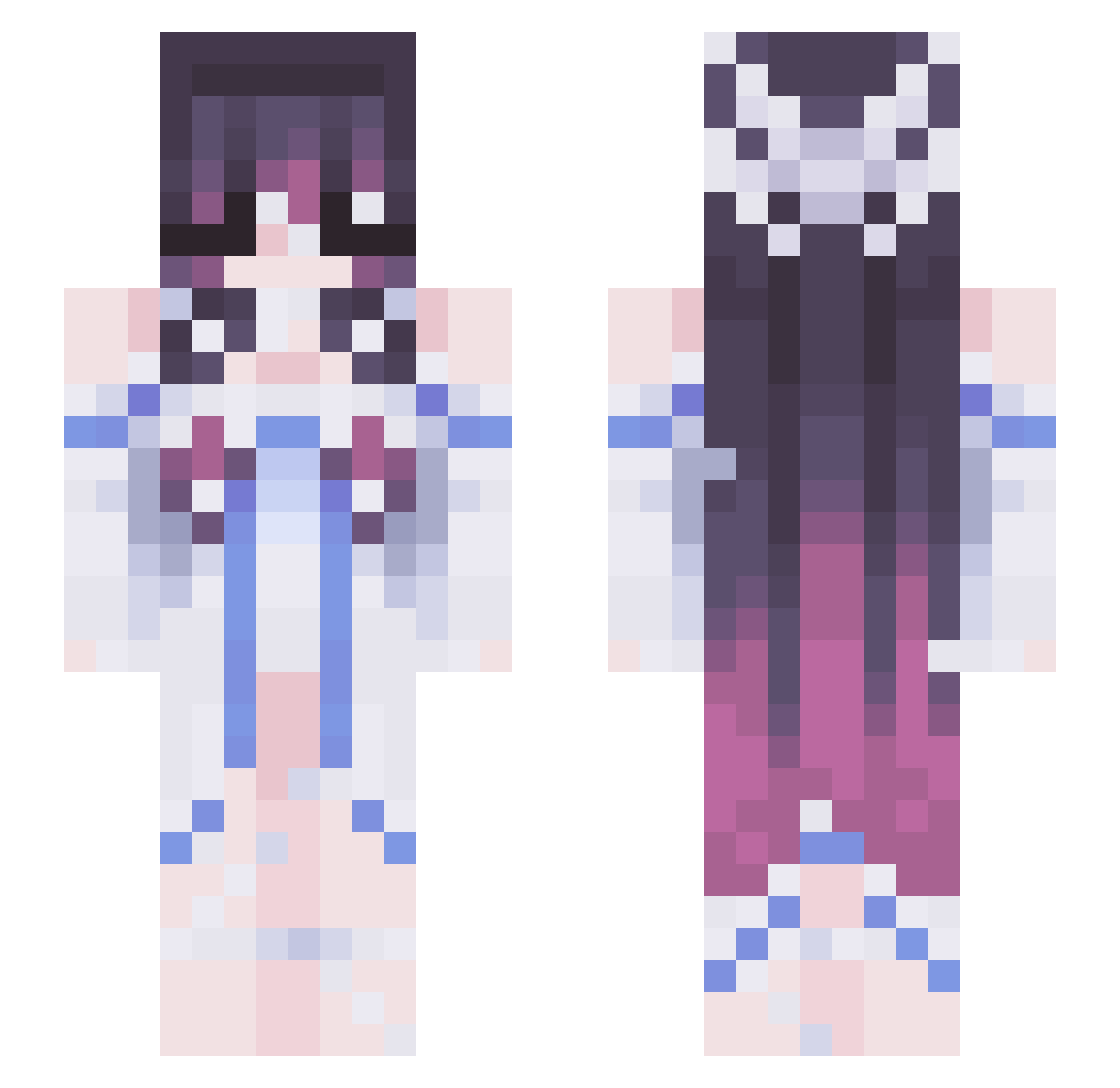 WhimsyVixen Minecraft skin, front and back view