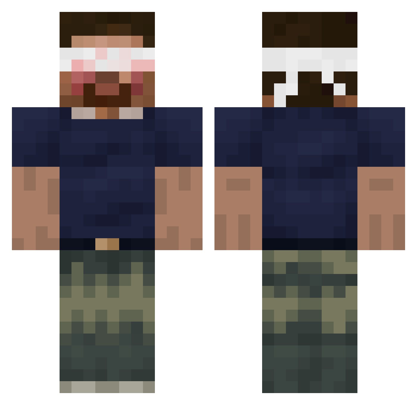 tlgr Minecraft skin, front and back view