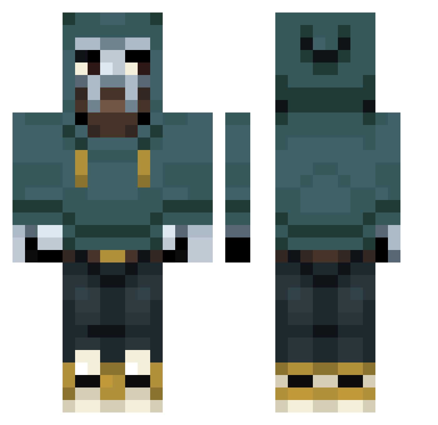 Saucy03 Minecraft skin, front and back view