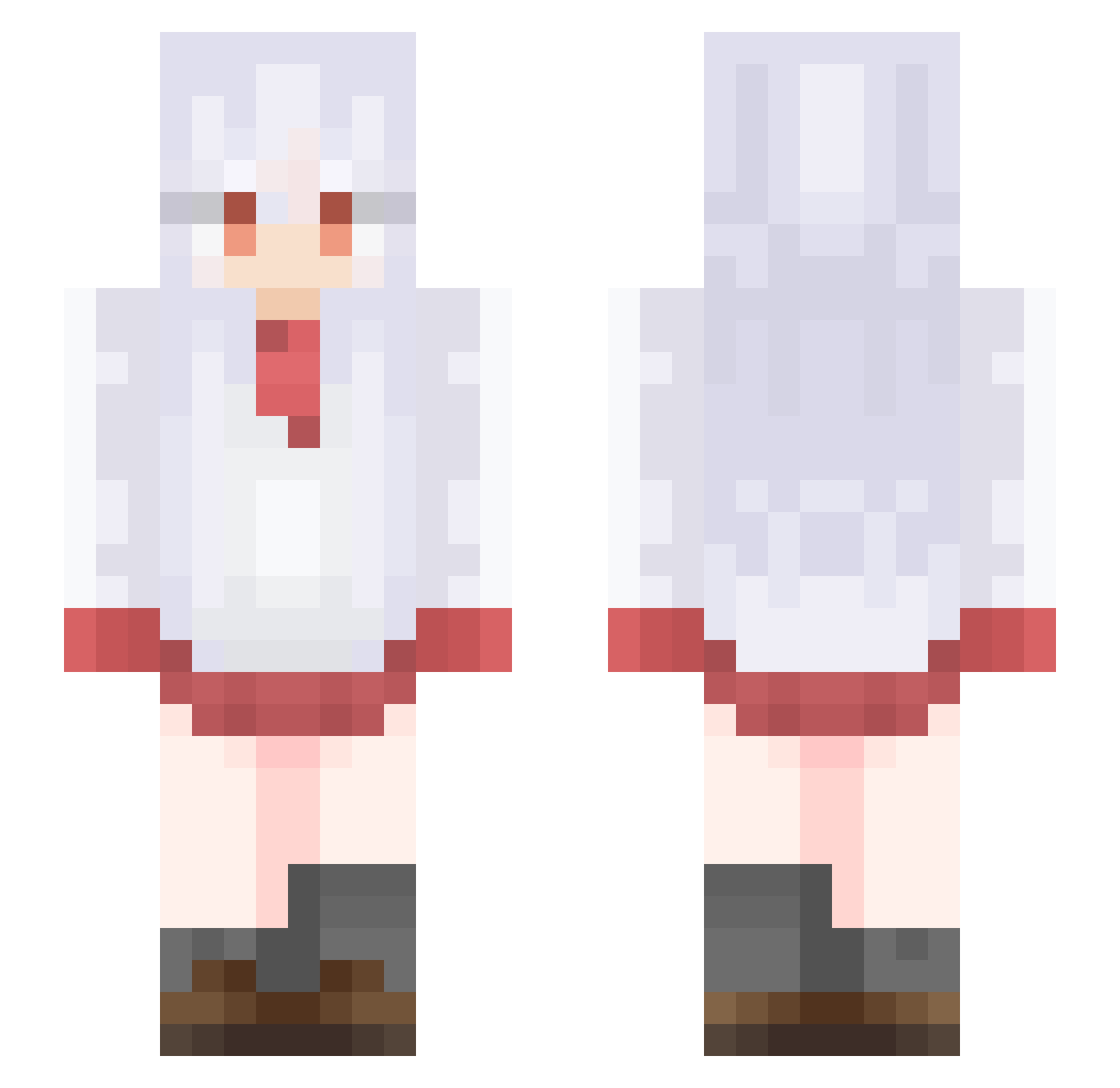 shinysora Minecraft skin, front and back view