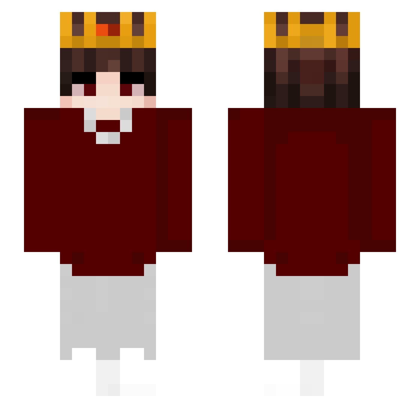 yKaysen Minecraft skin, front and back view
