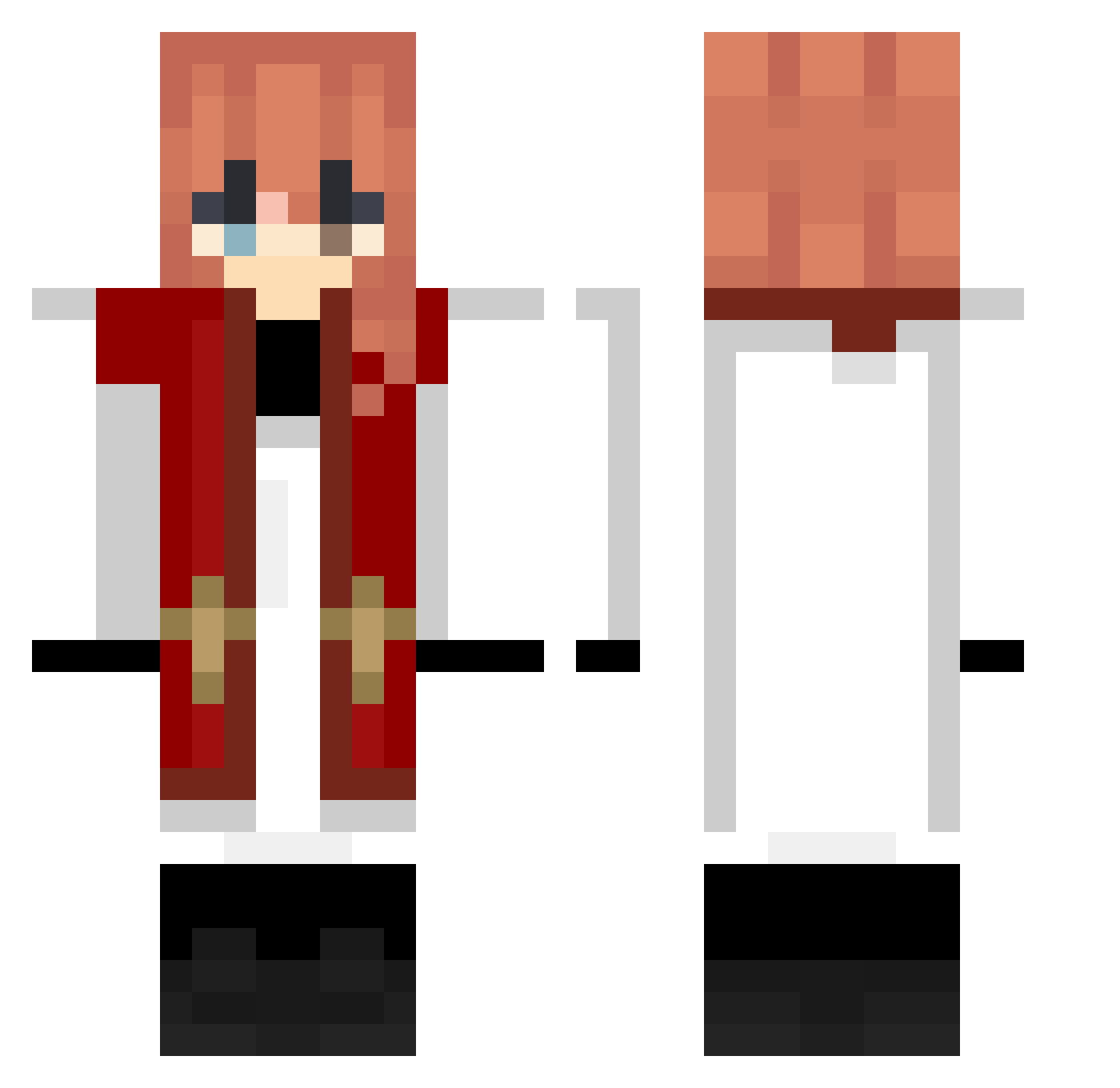 Foxymoo Minecraft skin, front and back view