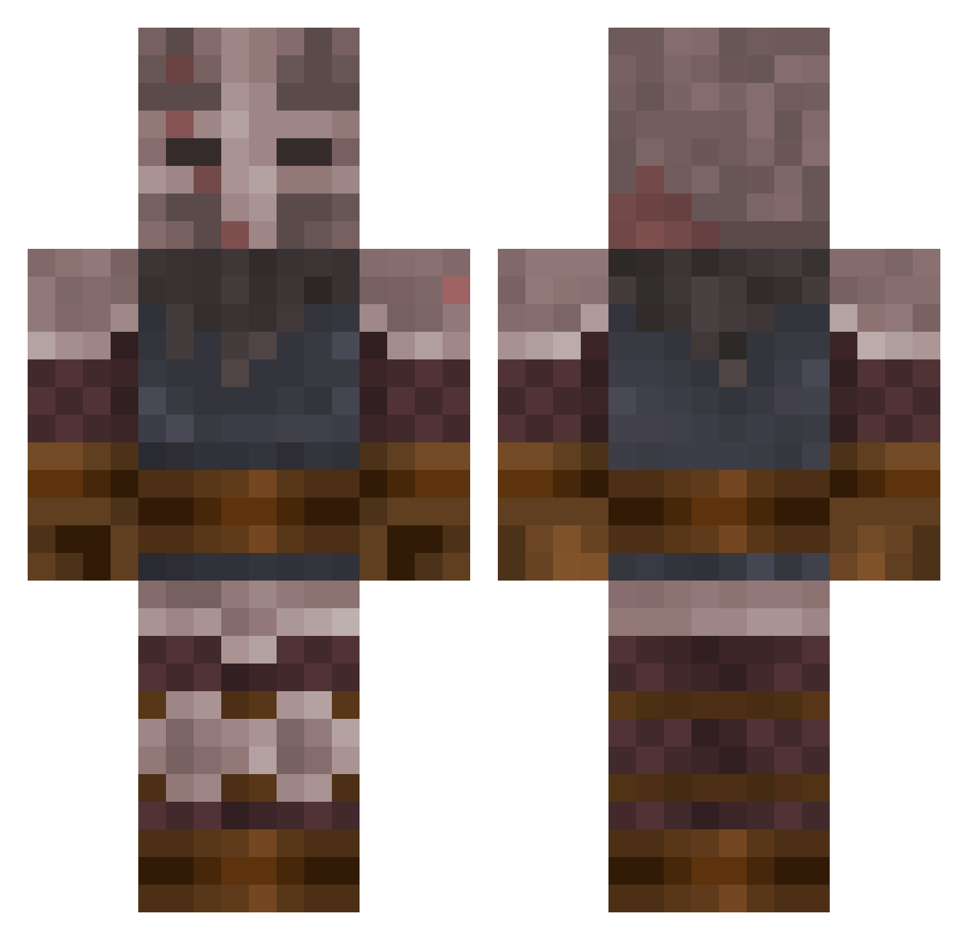 PatrickBeverley Minecraft skin, front and back view
