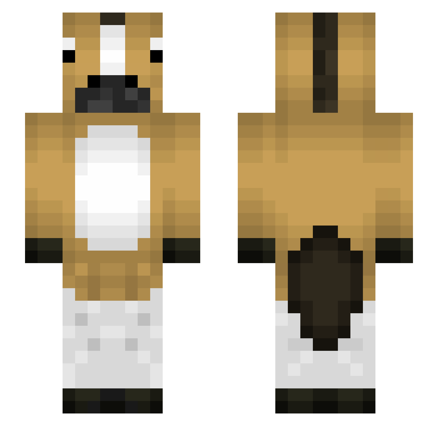 Vacalo Minecraft skin, front and back view