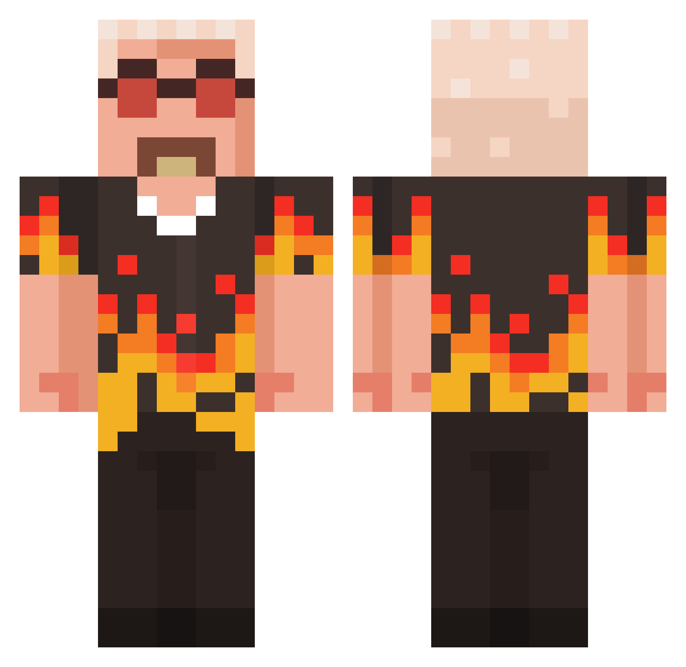 CheddarMcCheese Minecraft skin, front and back view