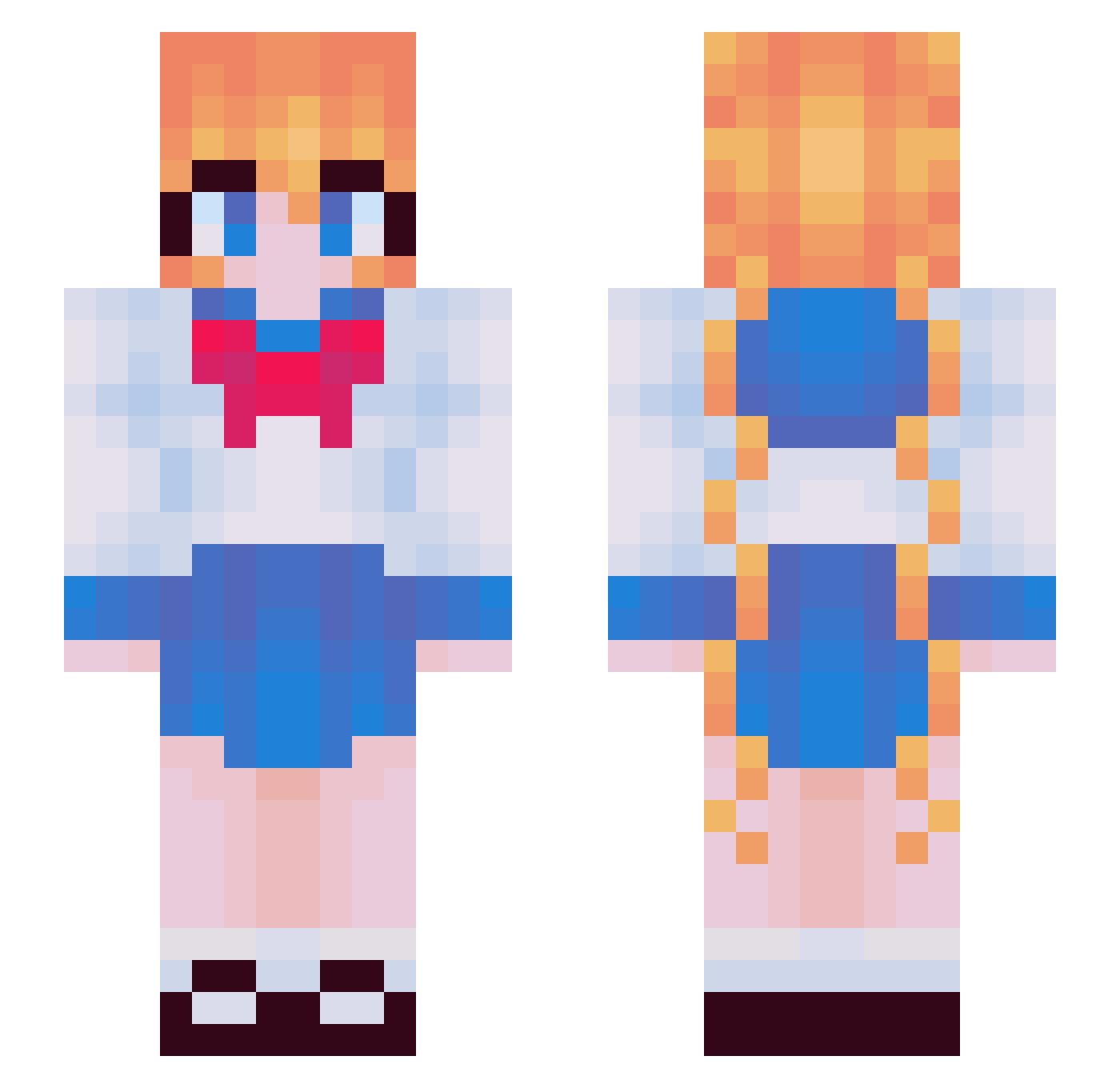 Viol3on Minecraft skin, front and back view
