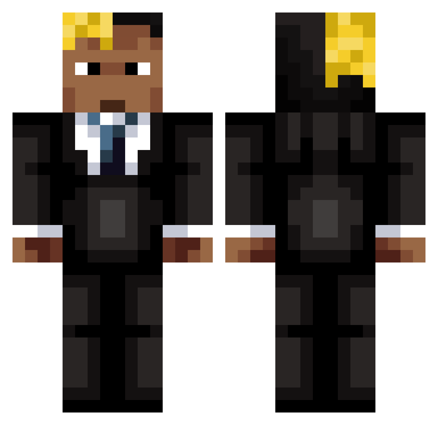 aleaff Minecraft skin, front and back view