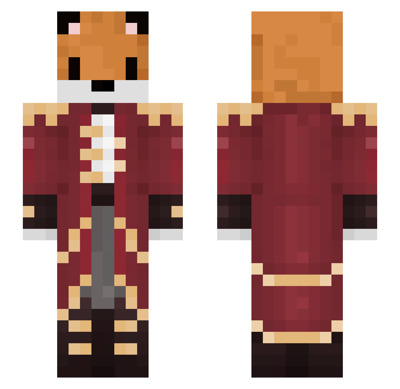 Neurad Minecraft skin, front and back view