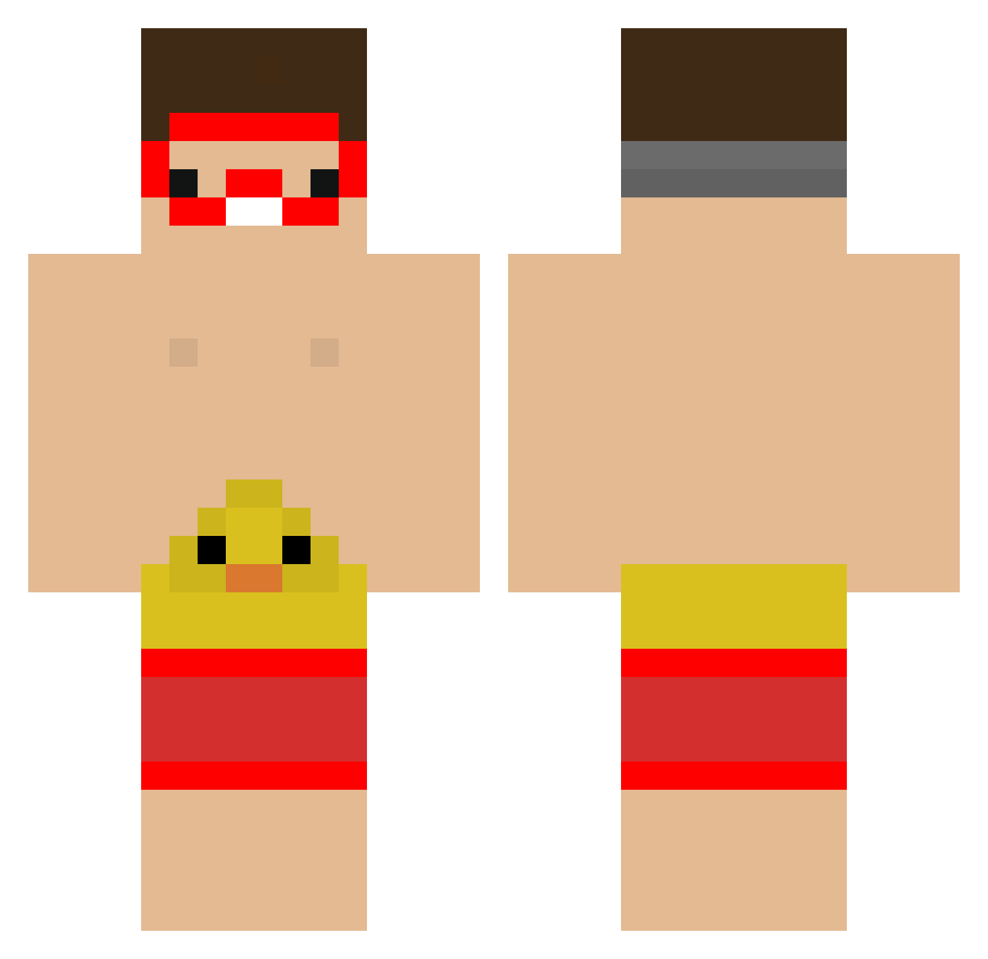 Yekura Minecraft skin, front and back view