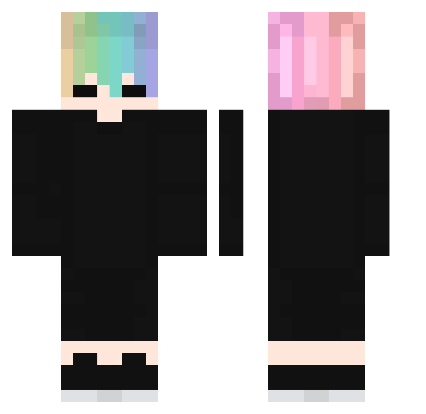 xxuL Minecraft skin, front and back view