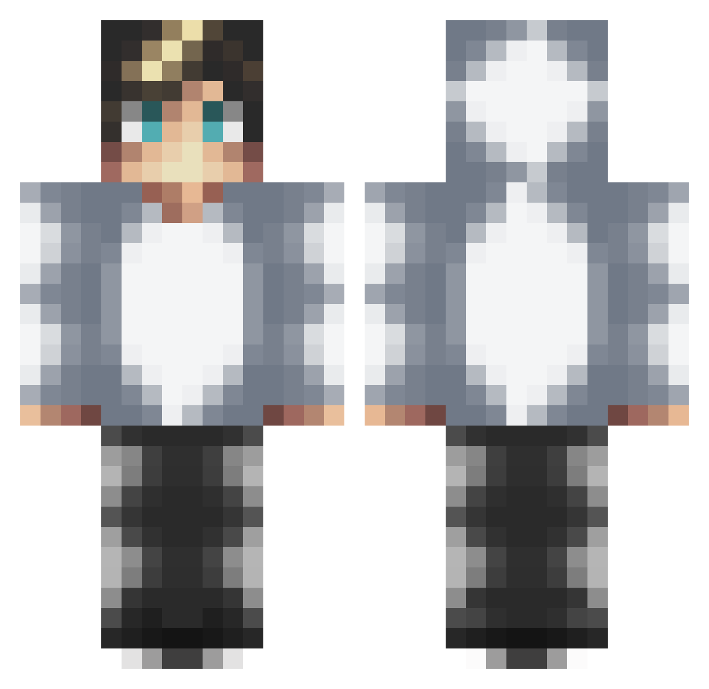 Zagged Minecraft skin, front and back view
