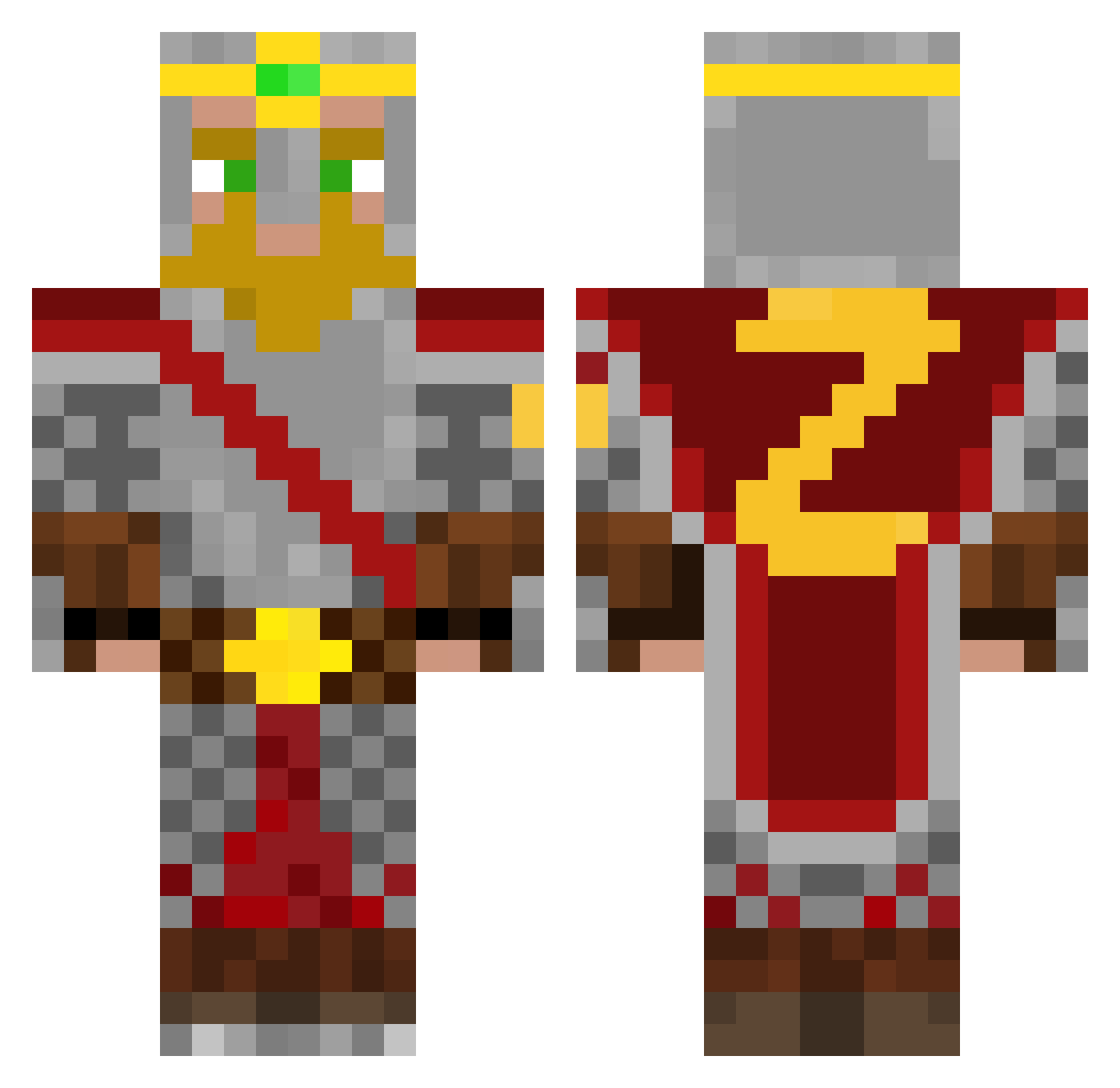Zarik_Rhun Minecraft skin, front and back view