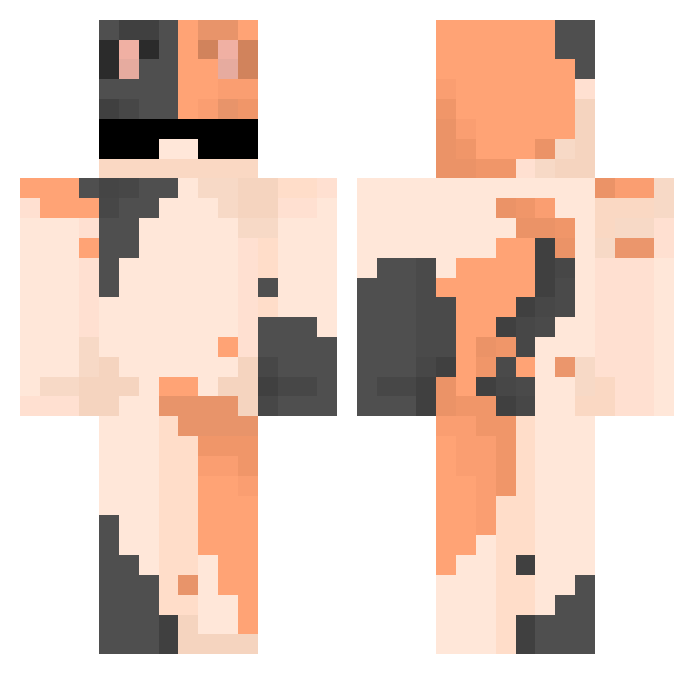 rumykube Minecraft skin, front and back view