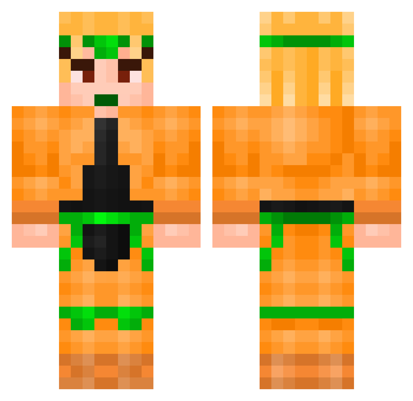 ChaosJape Minecraft skin, front and back view