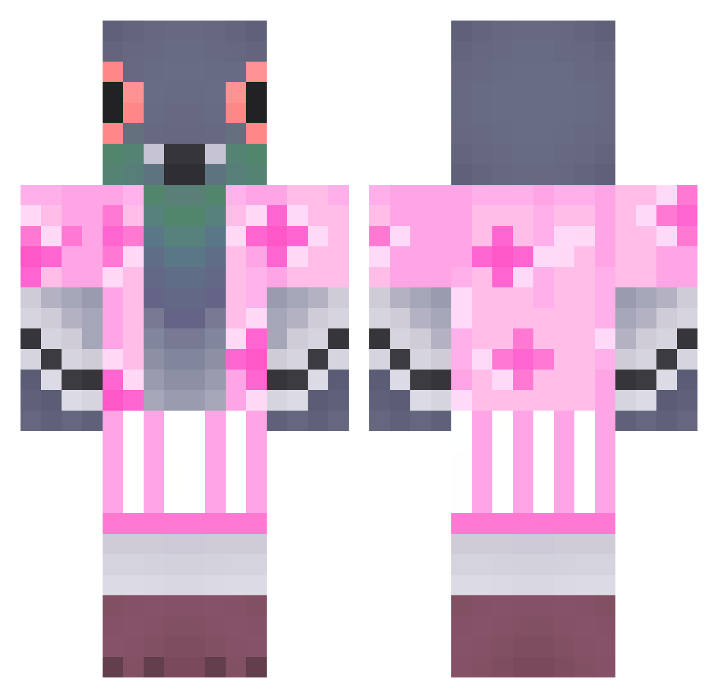 HiberZ Minecraft skin, front and back view