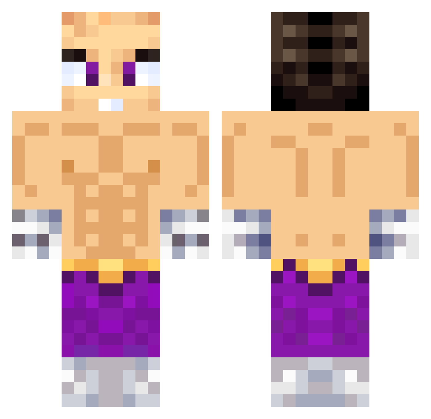 rollte Minecraft skin, front and back view