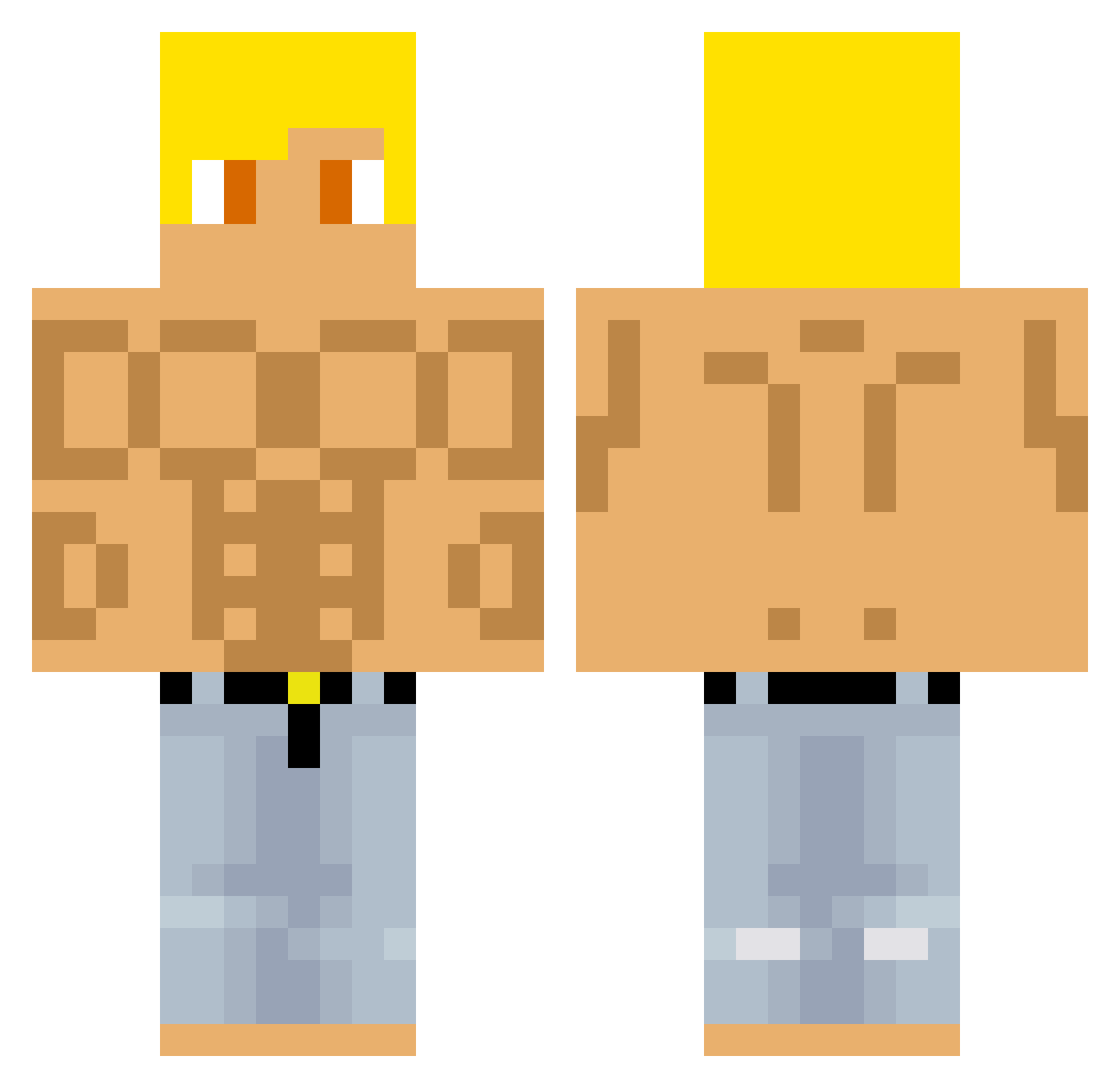 dimondheart Minecraft skin, front and back view
