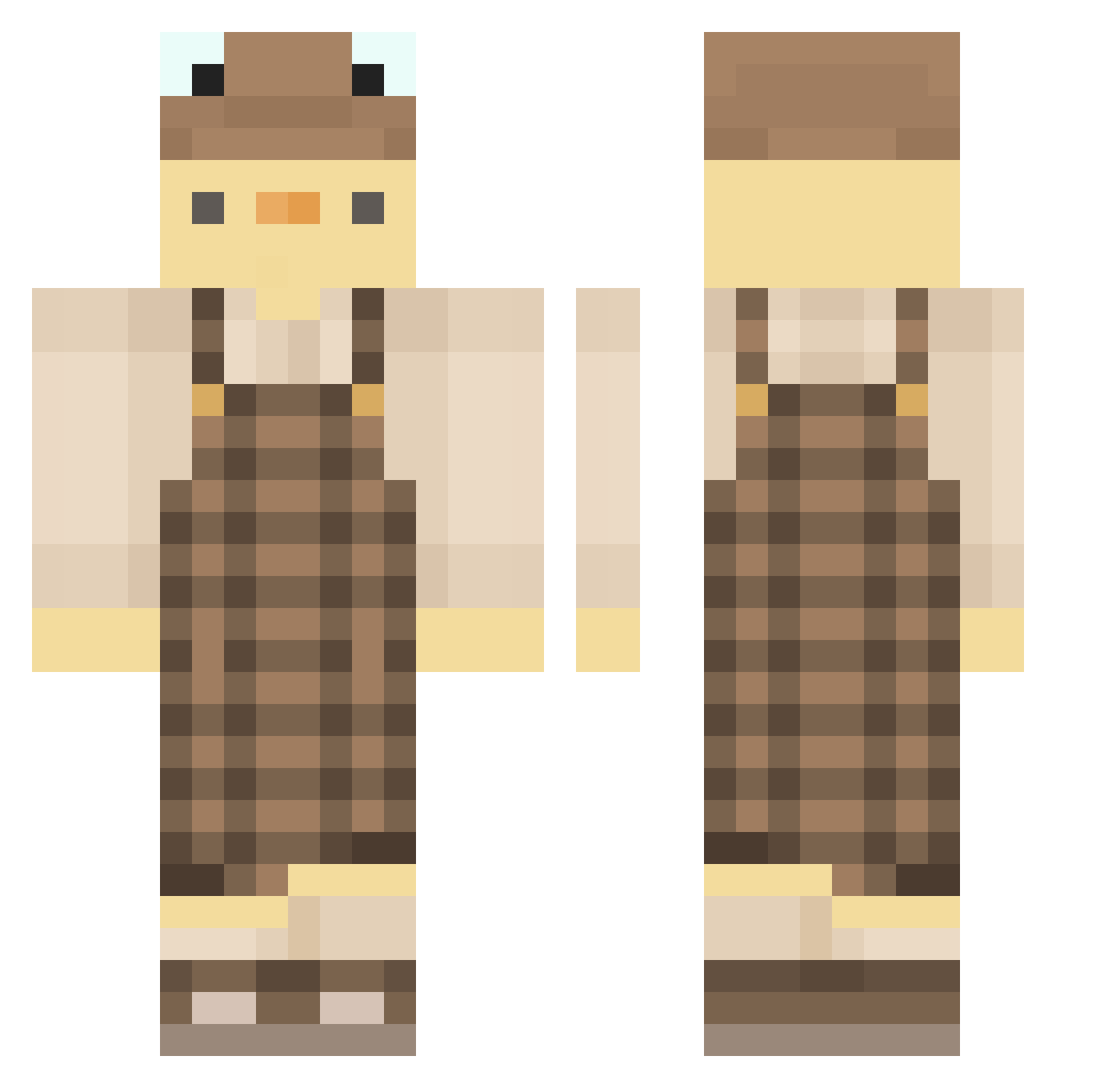 Pinzox Minecraft skin, front and back view