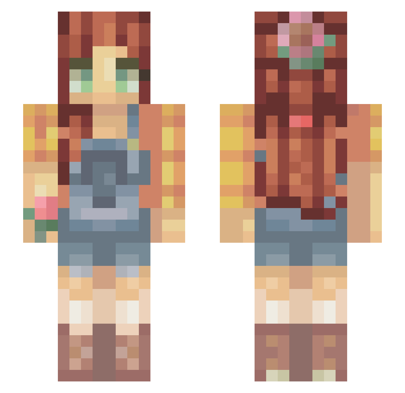 TransNightmare Minecraft skin, front and back view