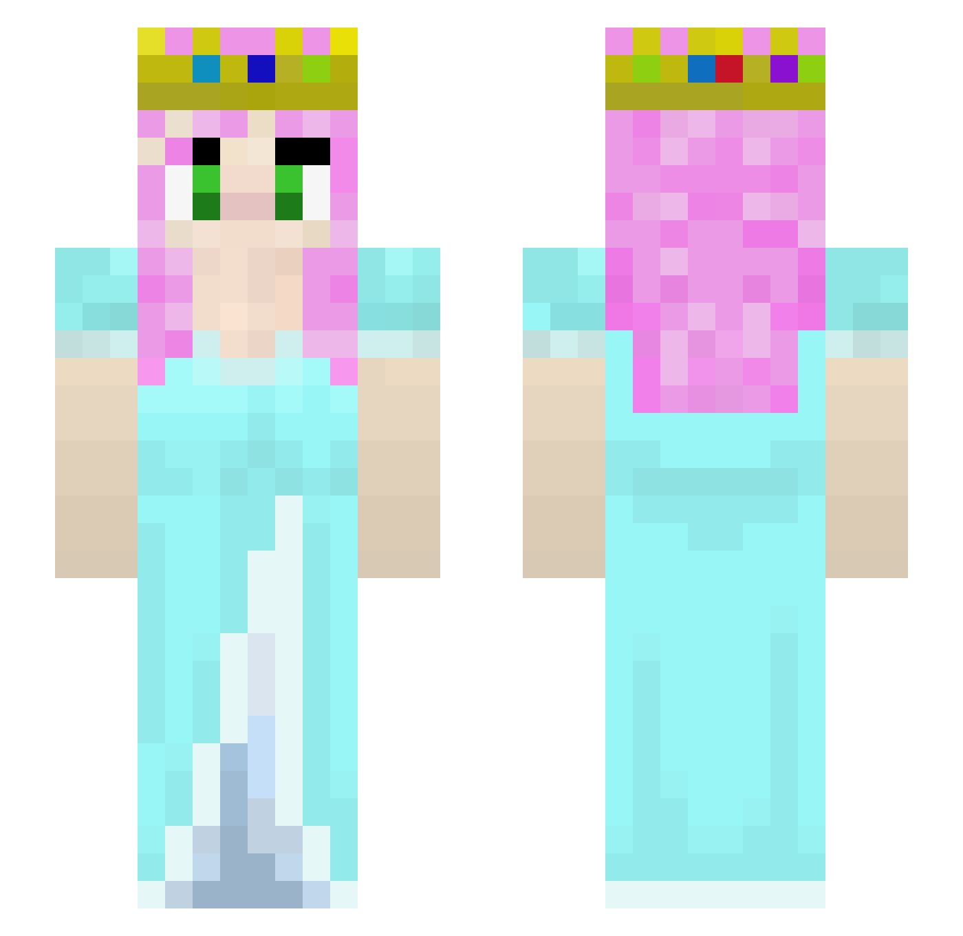 PrincssRosethorn Minecraft skin, front and back view