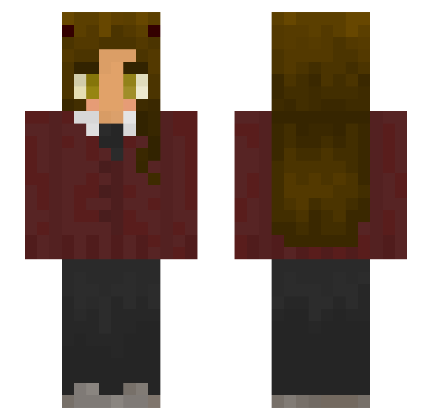 Slydersteel Minecraft skin, front and back view