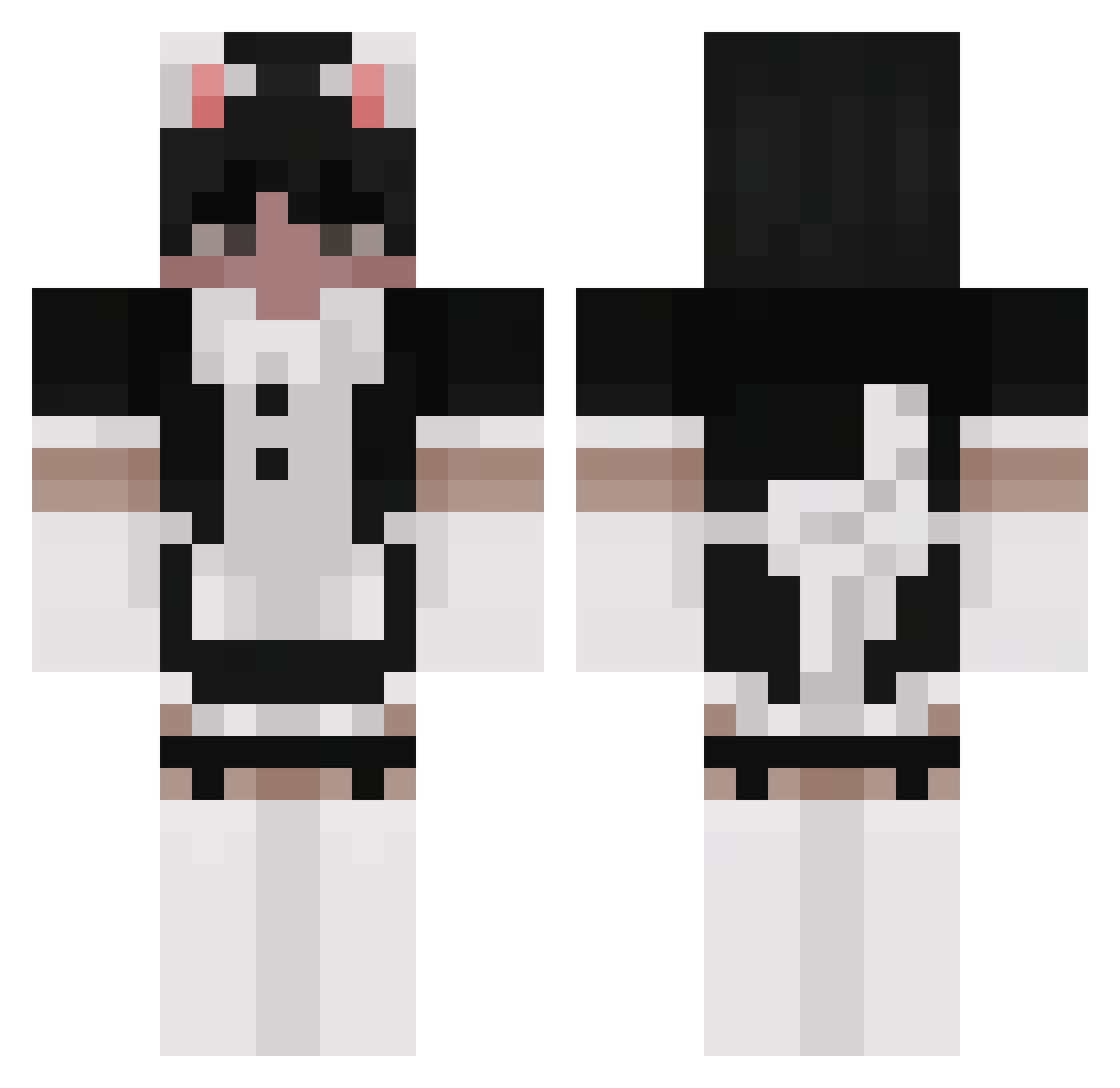 ZoMbIeBoYcReEpEr Minecraft skin, front and back view